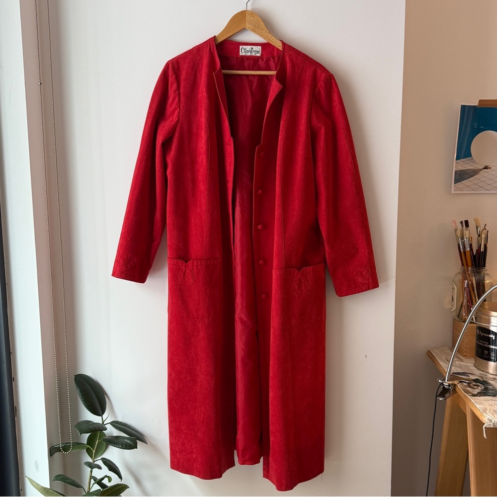Clarissa Vibrant Red Suede Coat